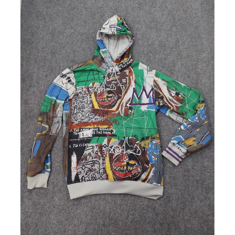 Members Only x Jean Michel Bisquiat Hoodie Mens Small Allover Print Art Abstract